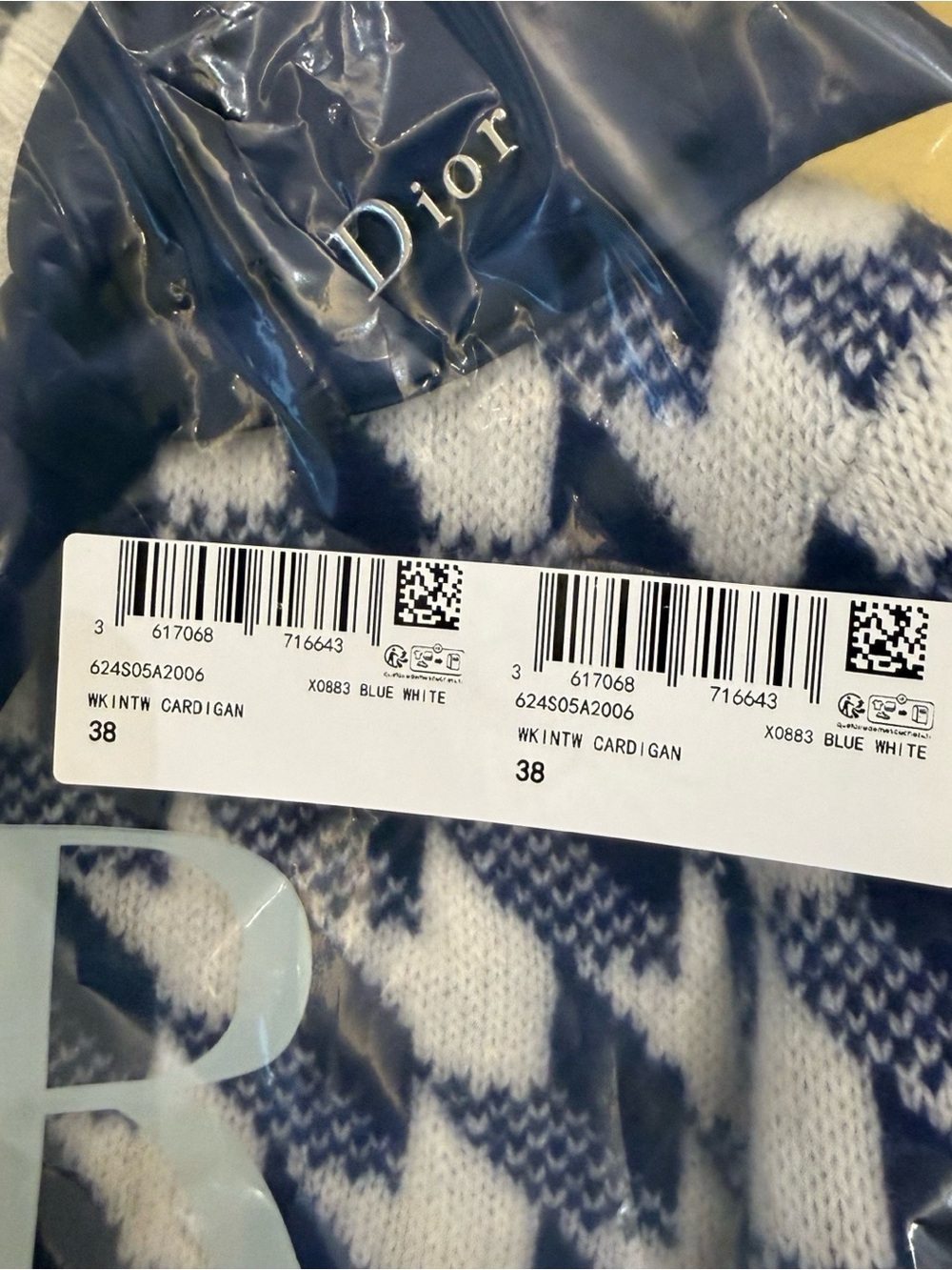 NWOT Dior Navy & White Houndstooth Knit Sweater with Bow, Size US 8 - Picture 6 of 8